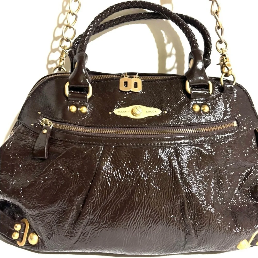 Elliott lucca metallic Elegant Brown Leather Handbag